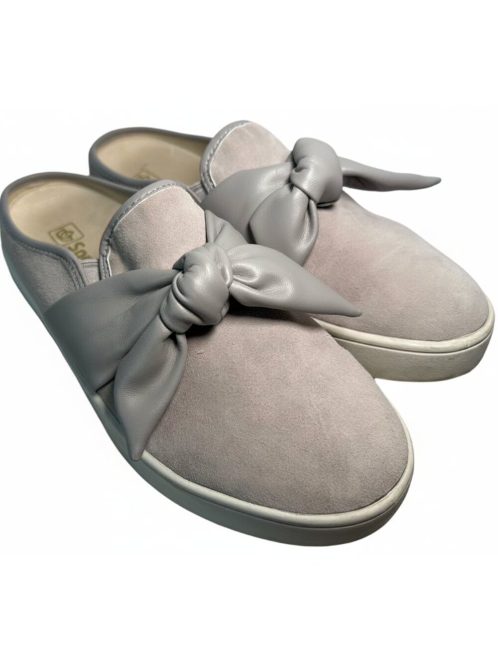 Spenco Suede Knot Bow Mules Slip-On Shoes Gray Size 8